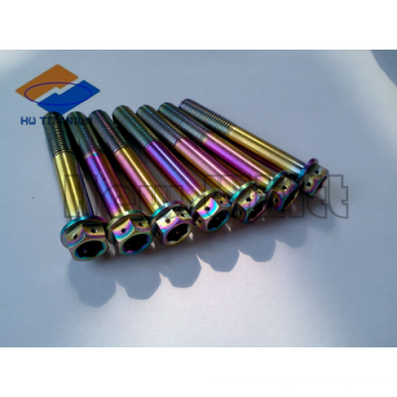 colorful titanium flange head bolt with safty holes